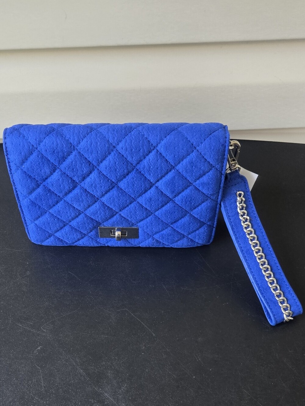 Cato Quilted Royal Blue Wristlet Clutch with Chain Strap